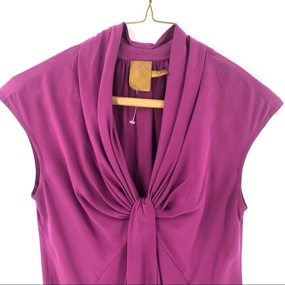 Ali Ro 100% Silk Twist Shift Dress With Pockets Purple Size 4 - Picture 2 of 9